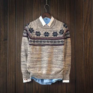 Men's Snowflake Knitted Pullover