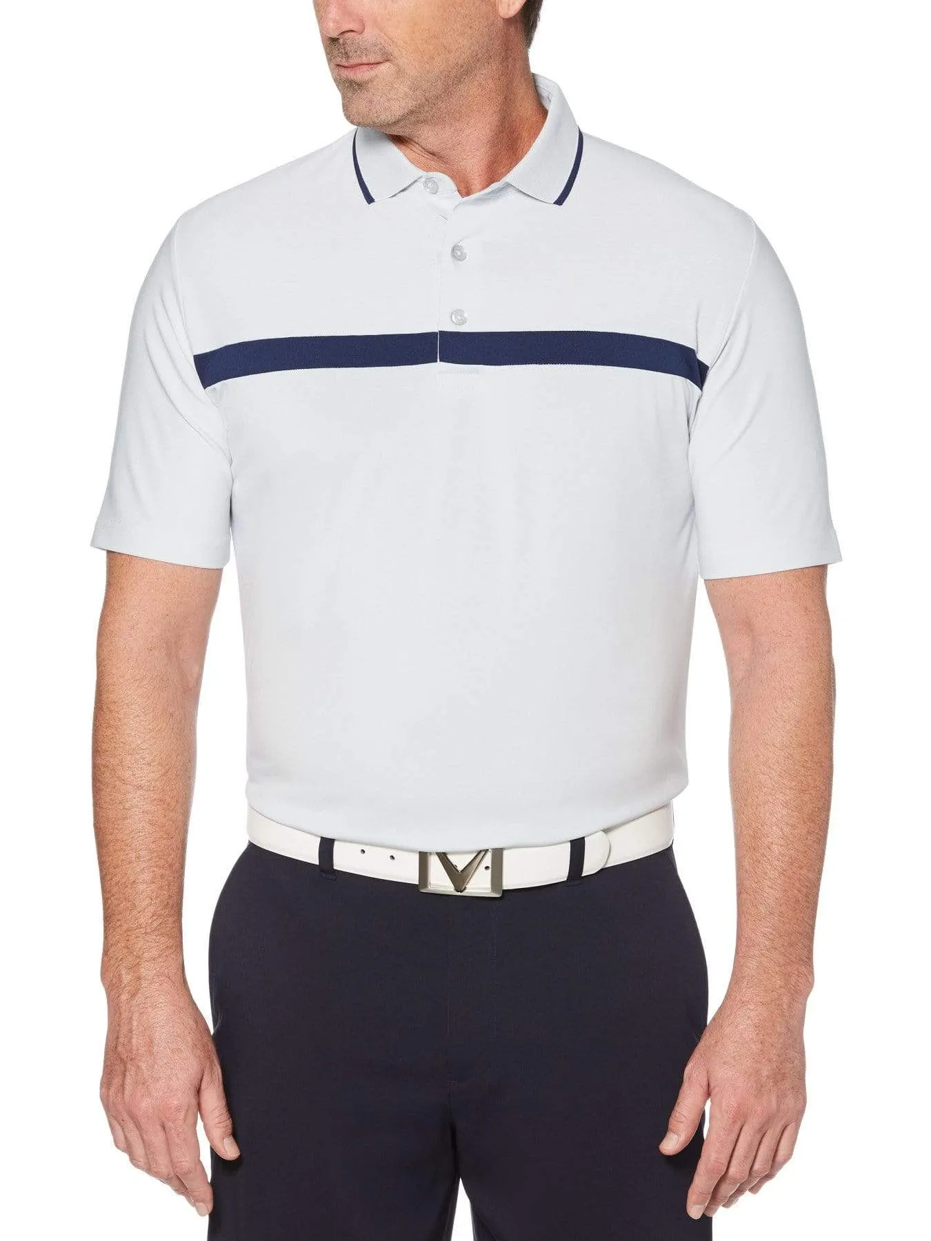 Mens Swing Tech™ Fine Line Color Block Polo