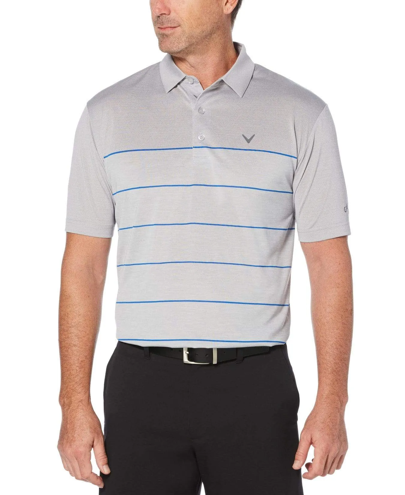 Mens Ventialted Heather Stripe Polo