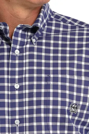 Men's Vintage Plaid Button-Down Western Shirt - Purple