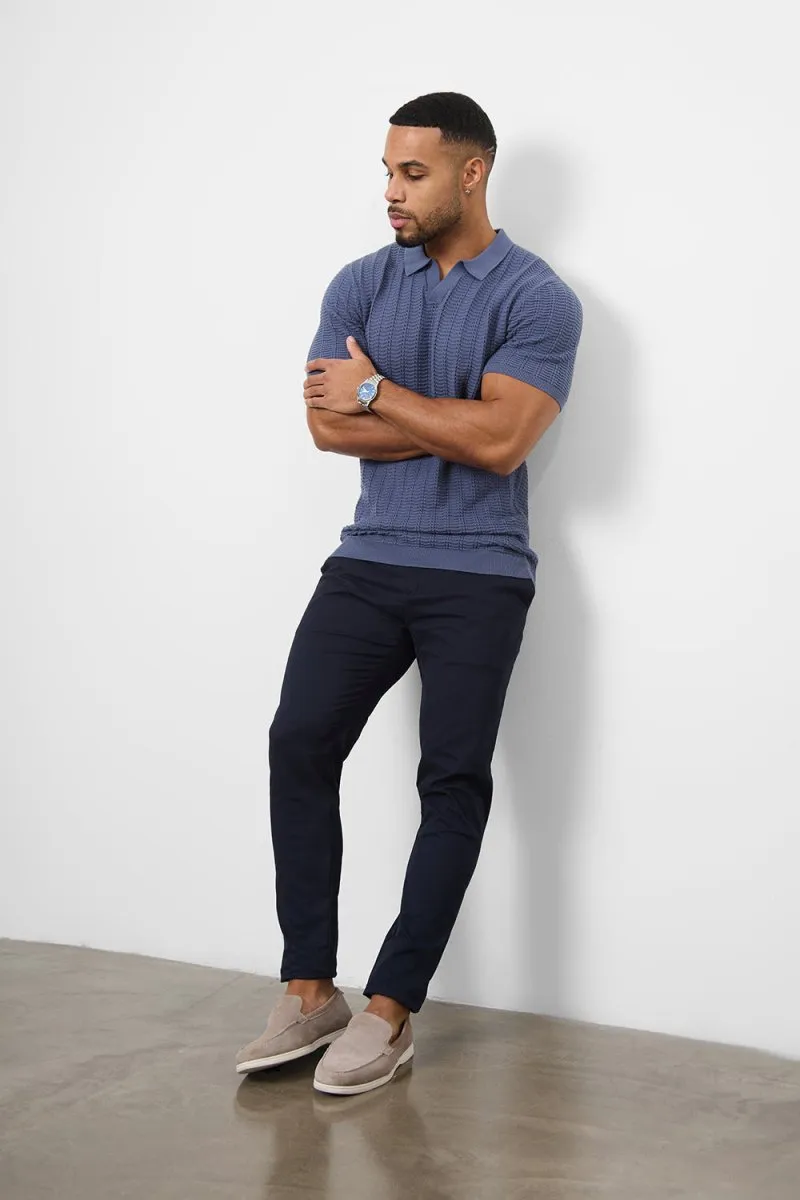 Muscle Fit Cotton Stretch Chino Trouser in Navy
