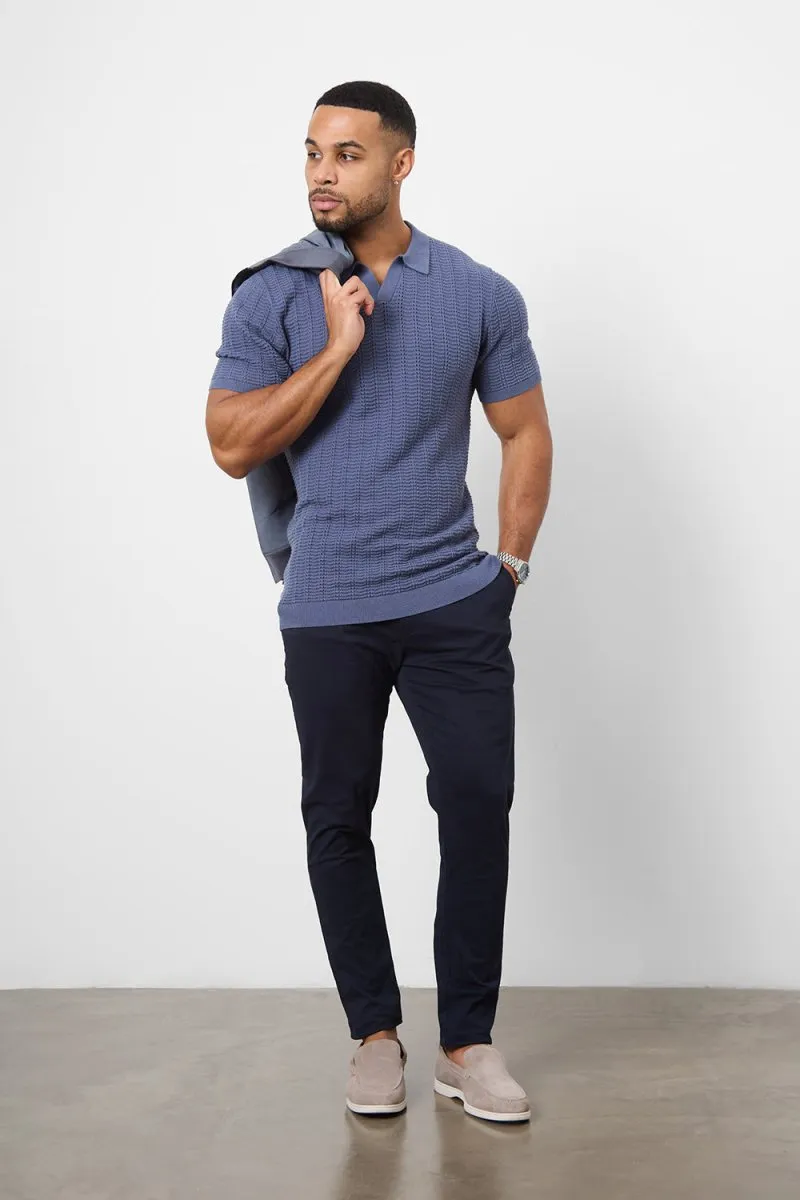 Muscle Fit Cotton Stretch Chino Trouser in Navy