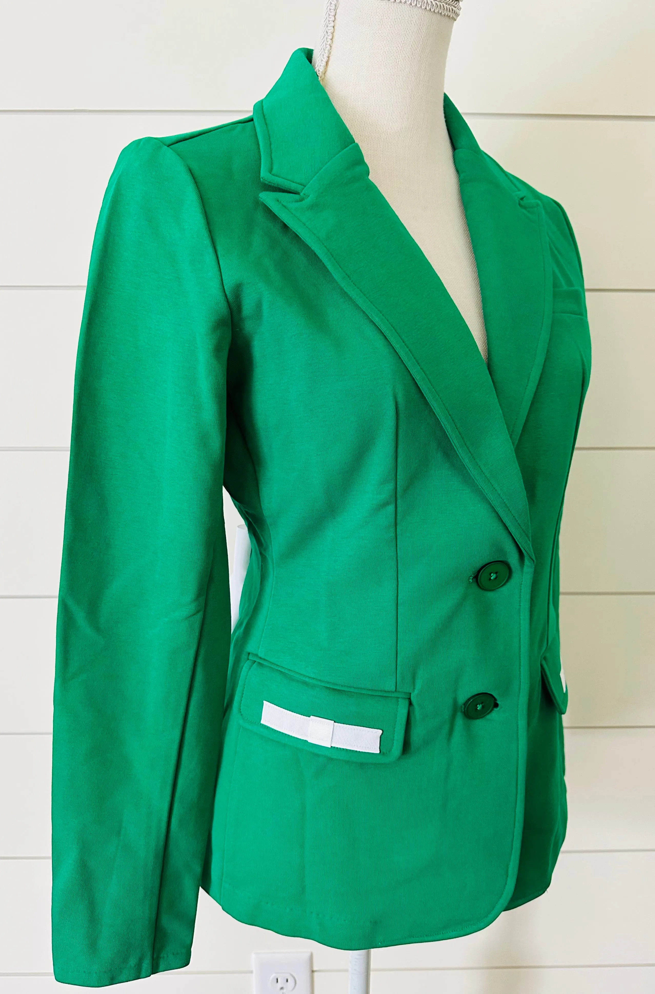 Naomi Bow Blazer - Green w White Ribbon (Naomi01)