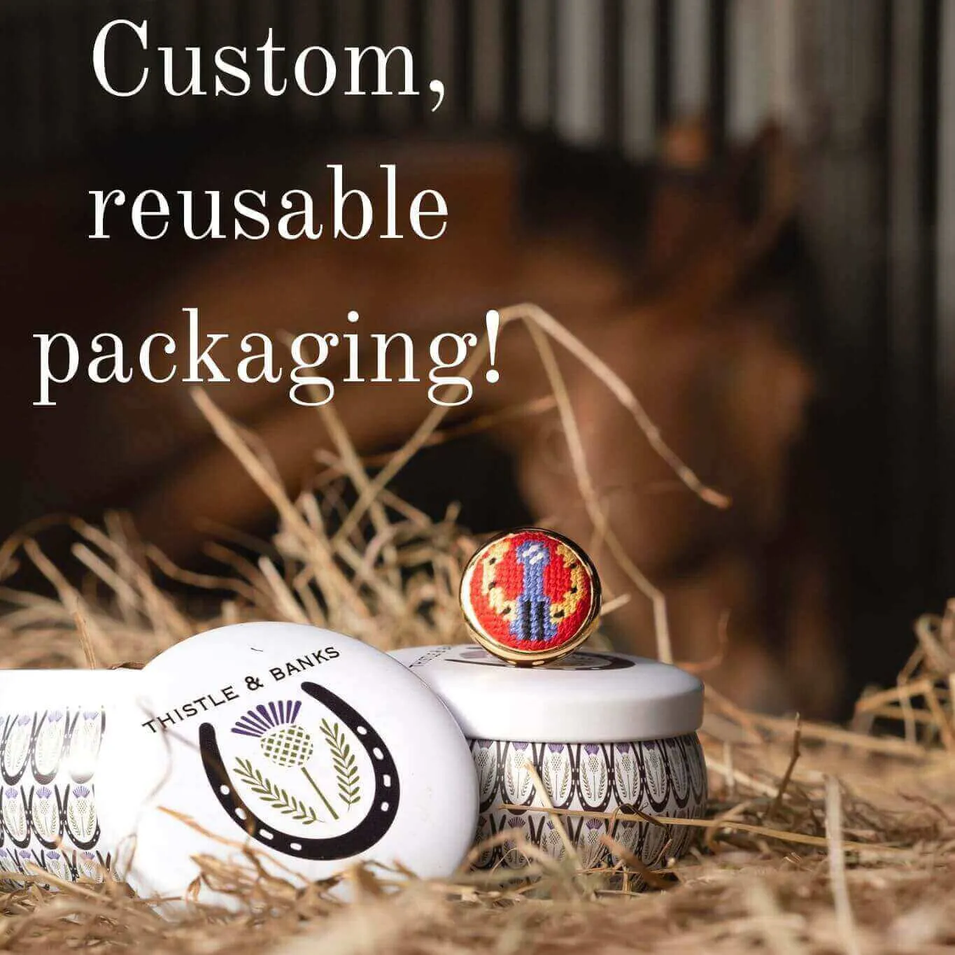Navy & Kelly Greek Key Needlepoint Ring