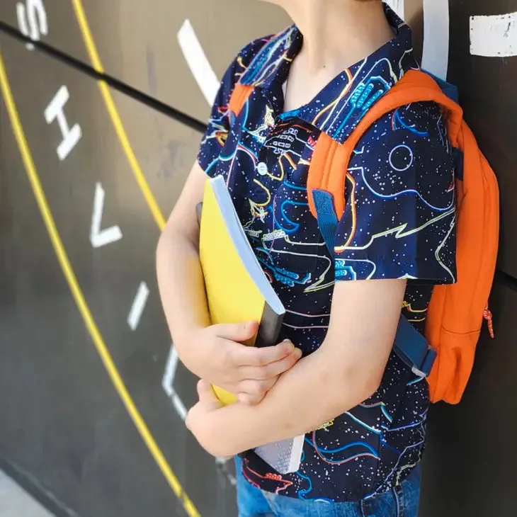 Neon Guitars in Outer Space Woven Button Down