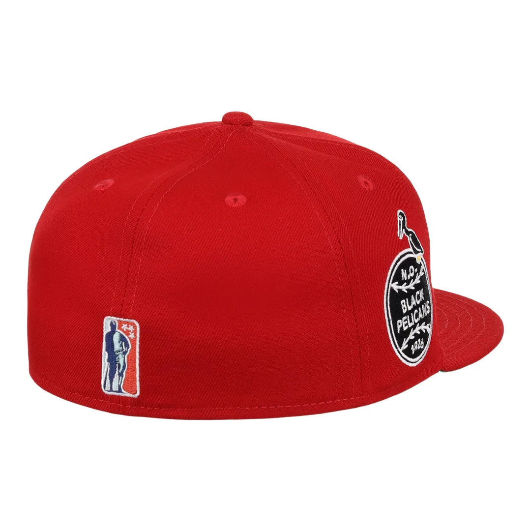 New Orleans Black Pelicans NLB Team Color Fitted Ballcap - Red