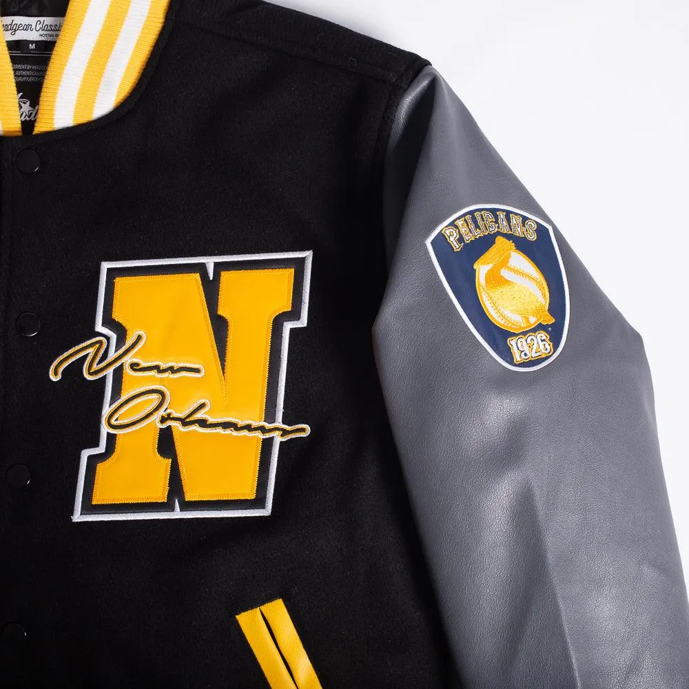 NOLA BLACK PELICANS NL VARSITY JACKET BLACK