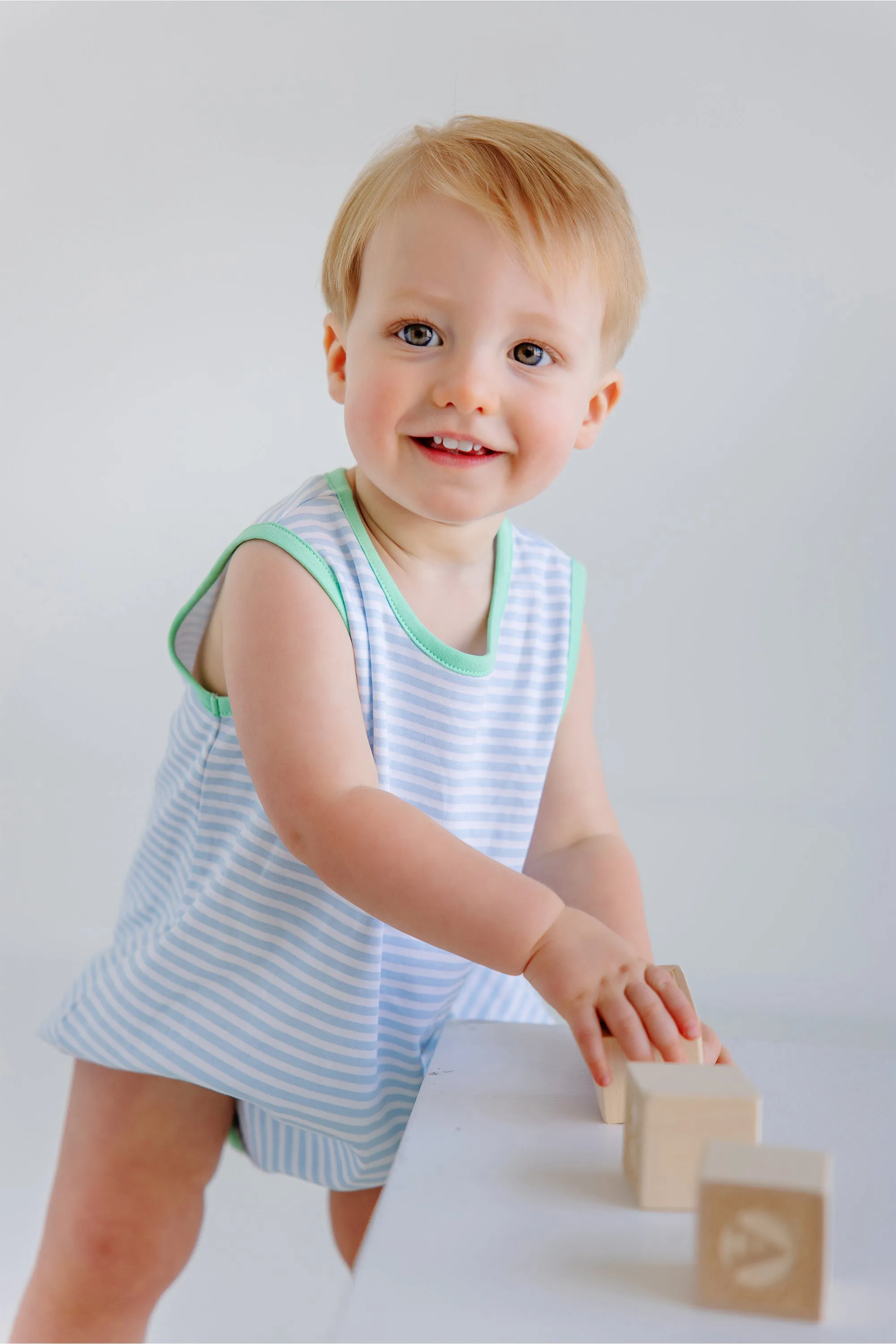 Patton Play Bubble - Buckhead Blue Stripe with Grace Bay Green