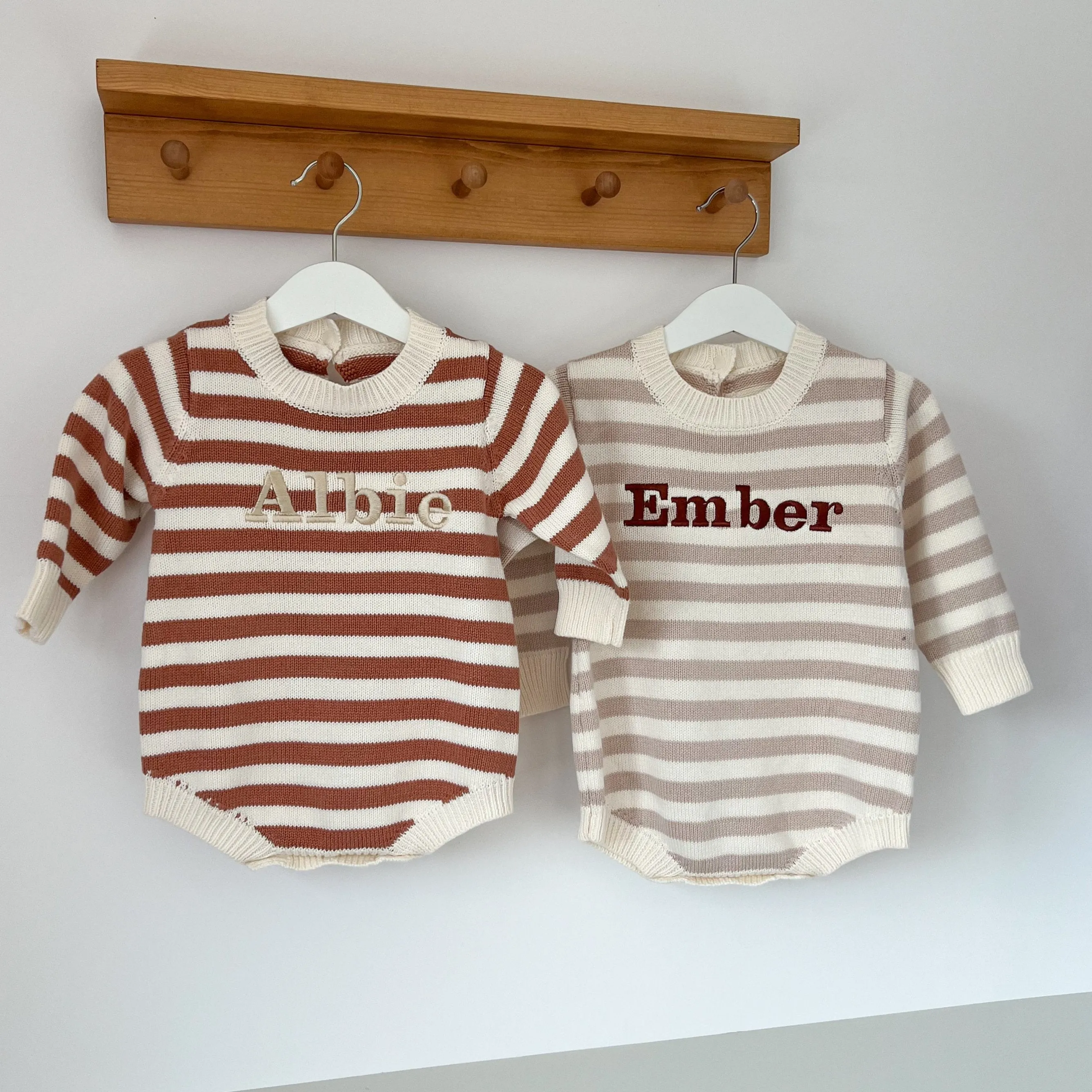 Personalised Stripe Knitted Romper