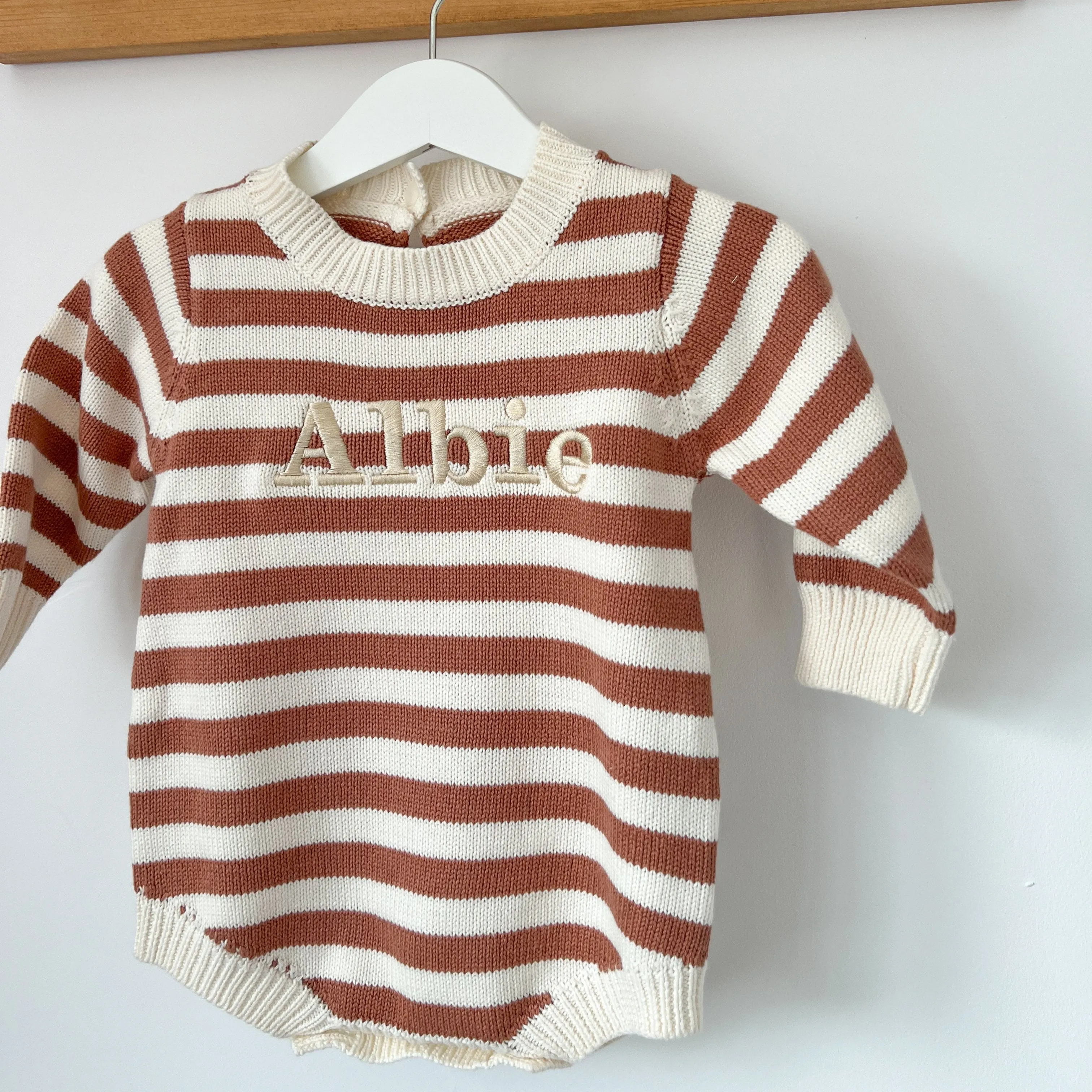 Personalised Stripe Knitted Romper