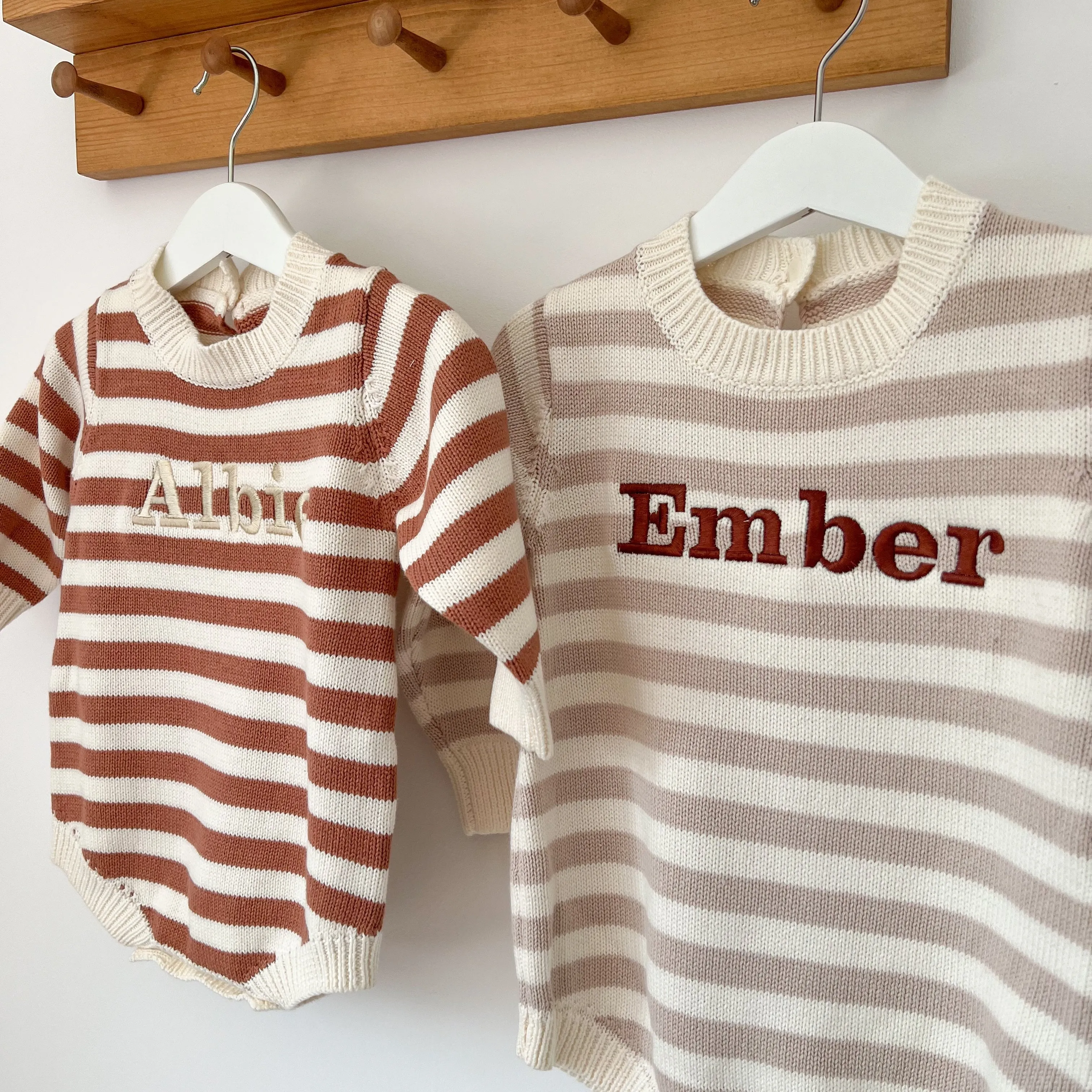 Personalised Stripe Knitted Romper