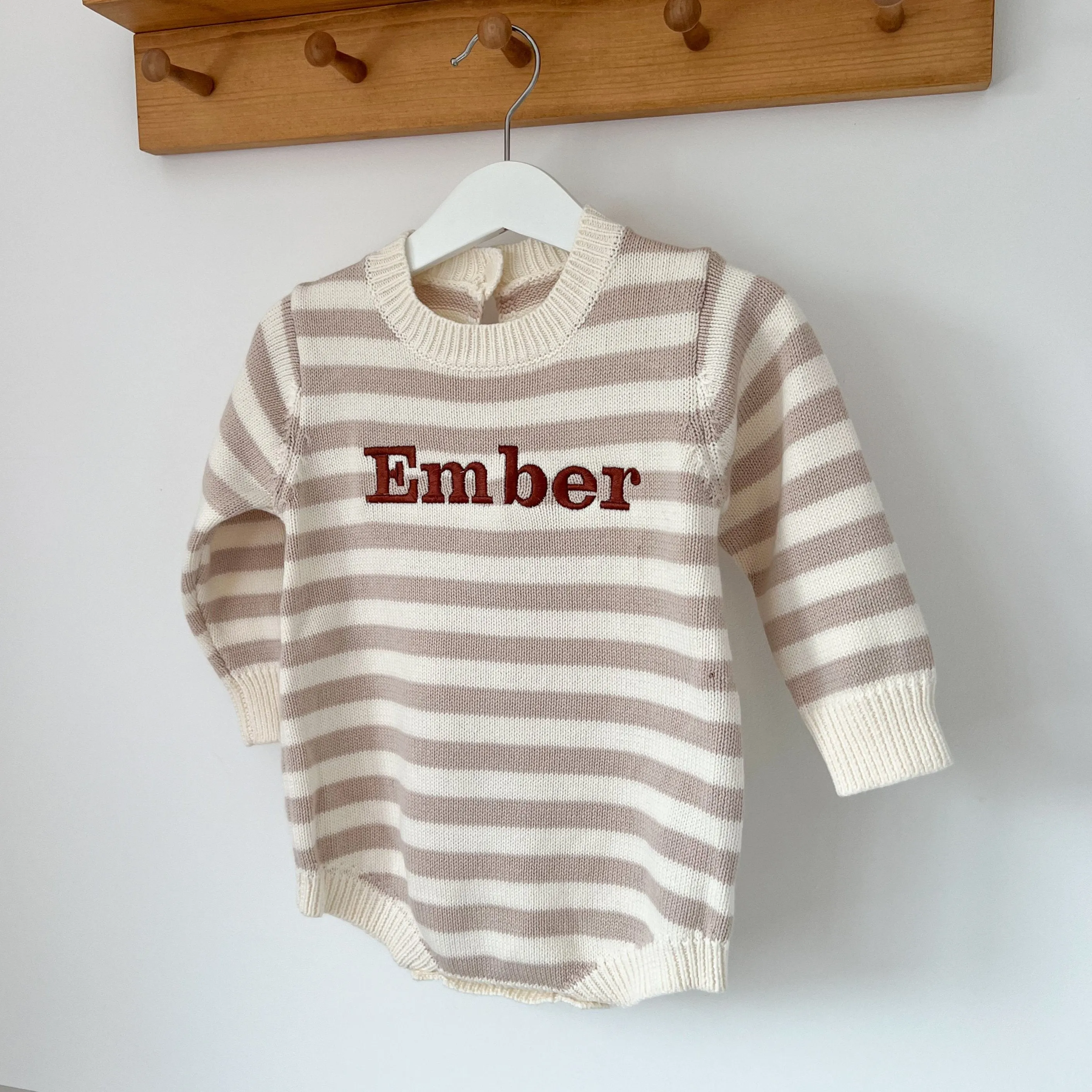 Personalised Stripe Knitted Romper