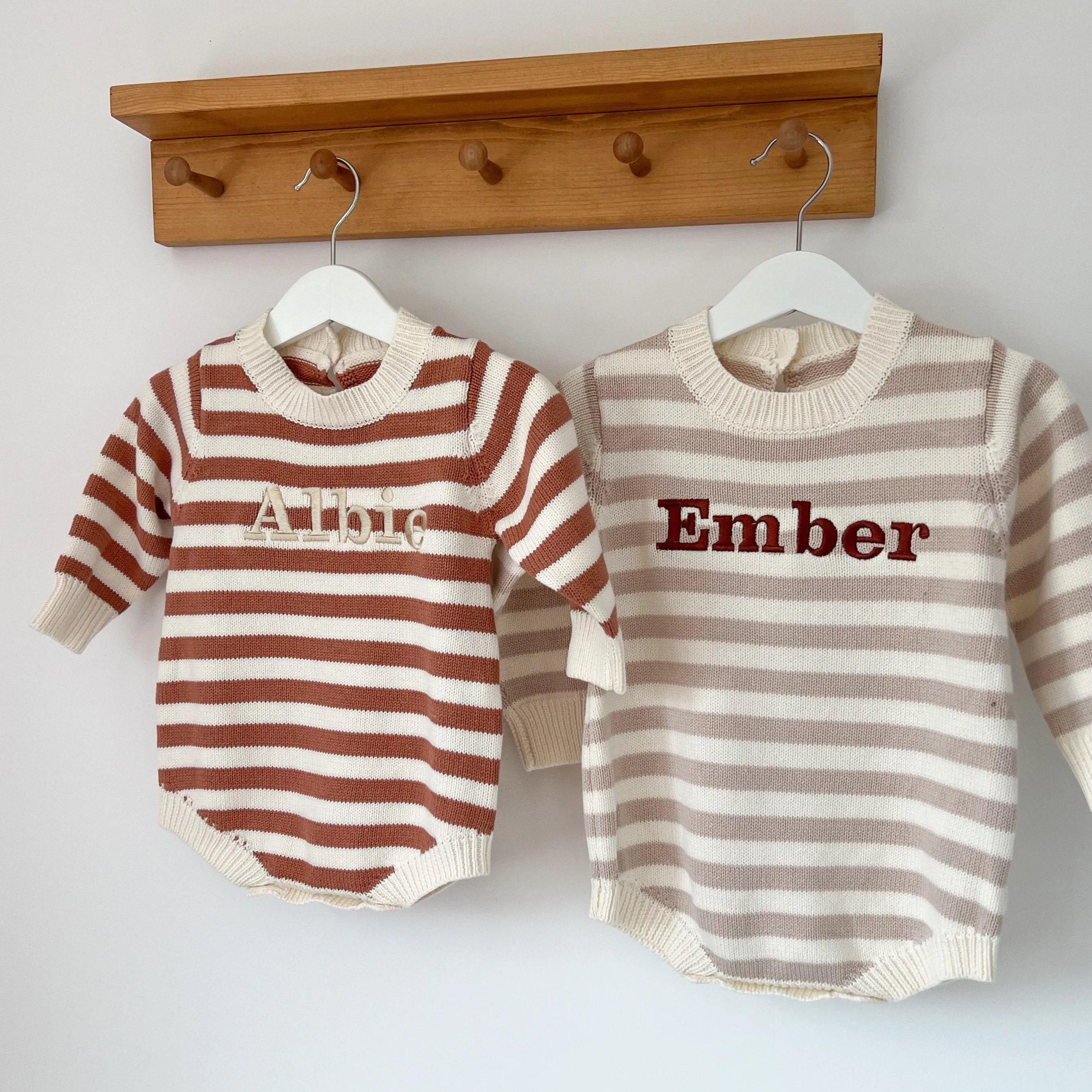 Personalised Stripe Knitted Romper