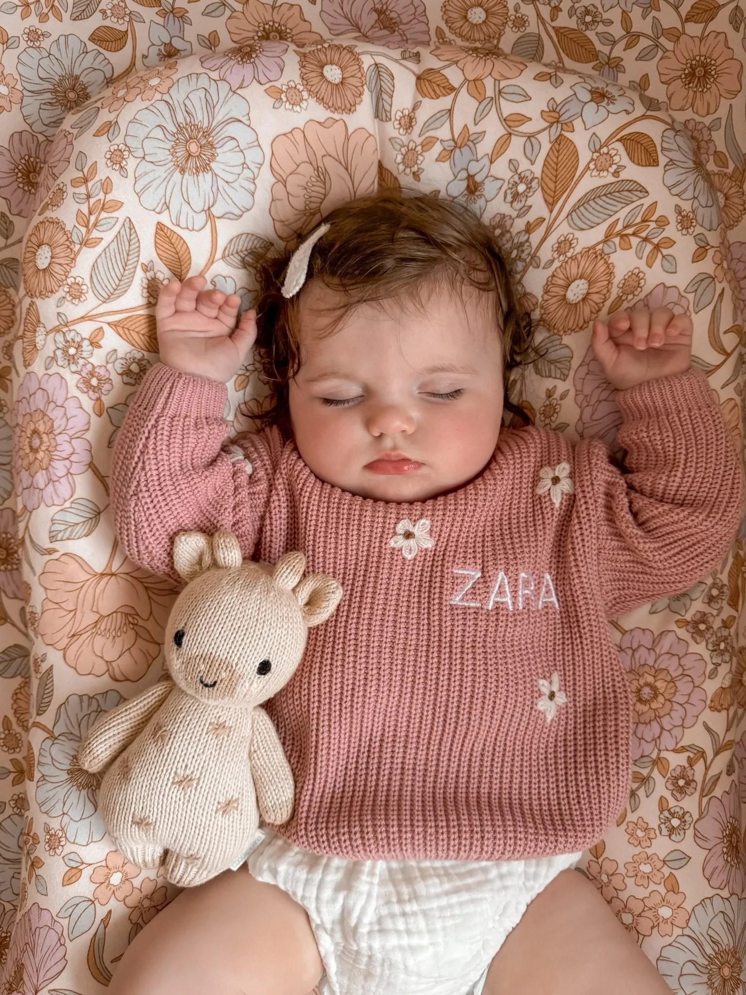 Pink Personalised Floral Knitted Jumper