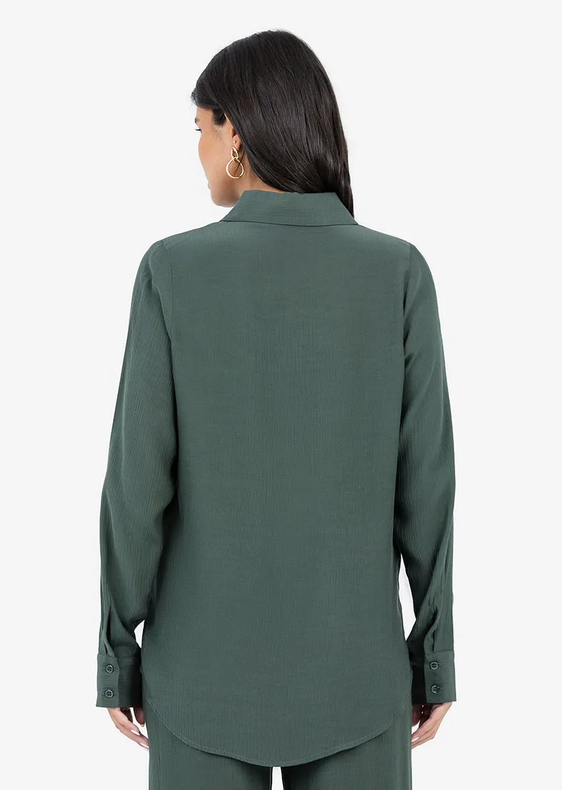 Plisse Wide Leg Pant Ivy Green