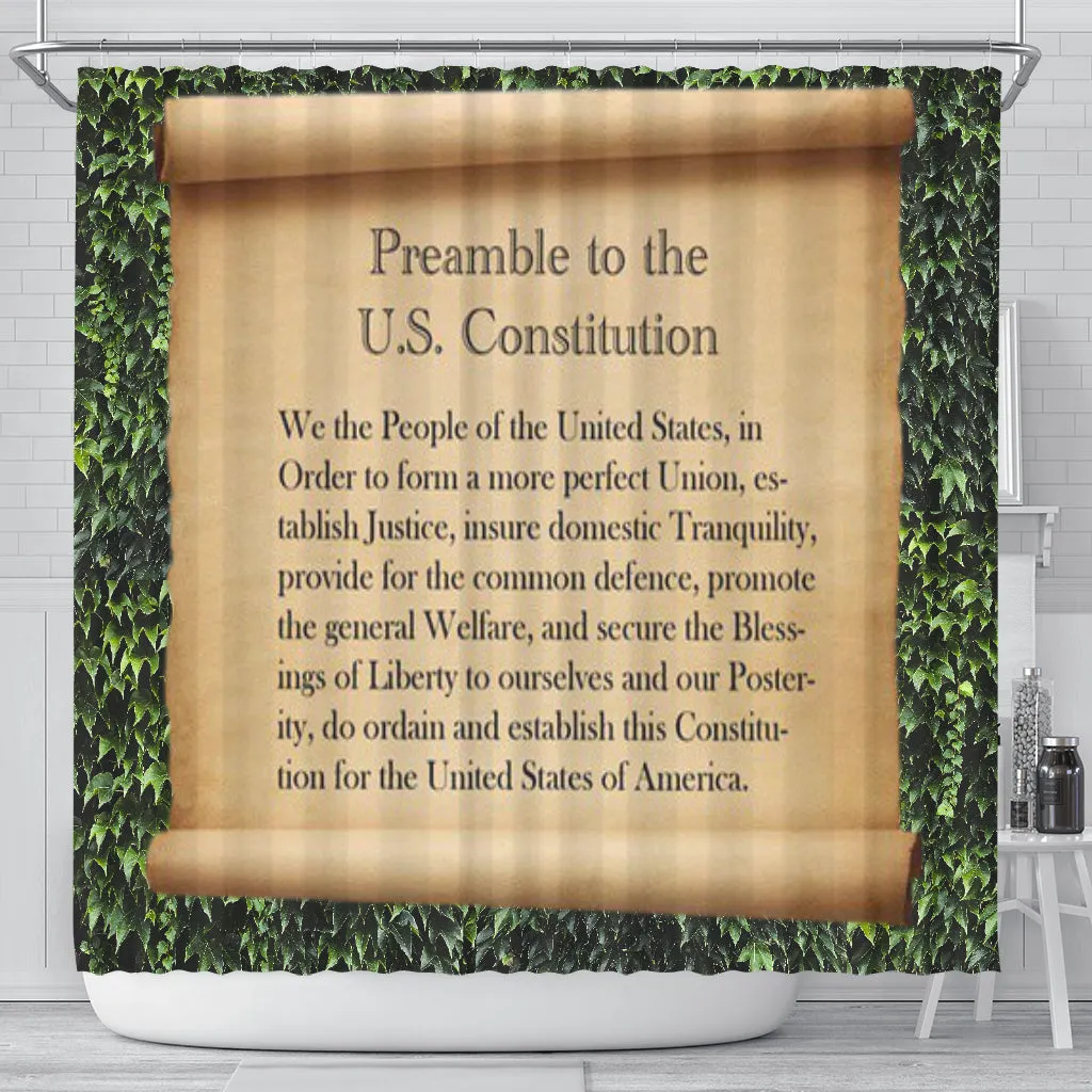 Preamble to The Constitution on Ivy Shower Curtain Lawyer Politician Patriot Gift