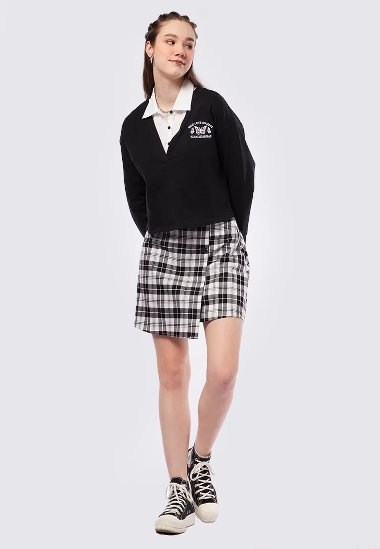 Preppy Long Sleeve Polo Sweatshirt