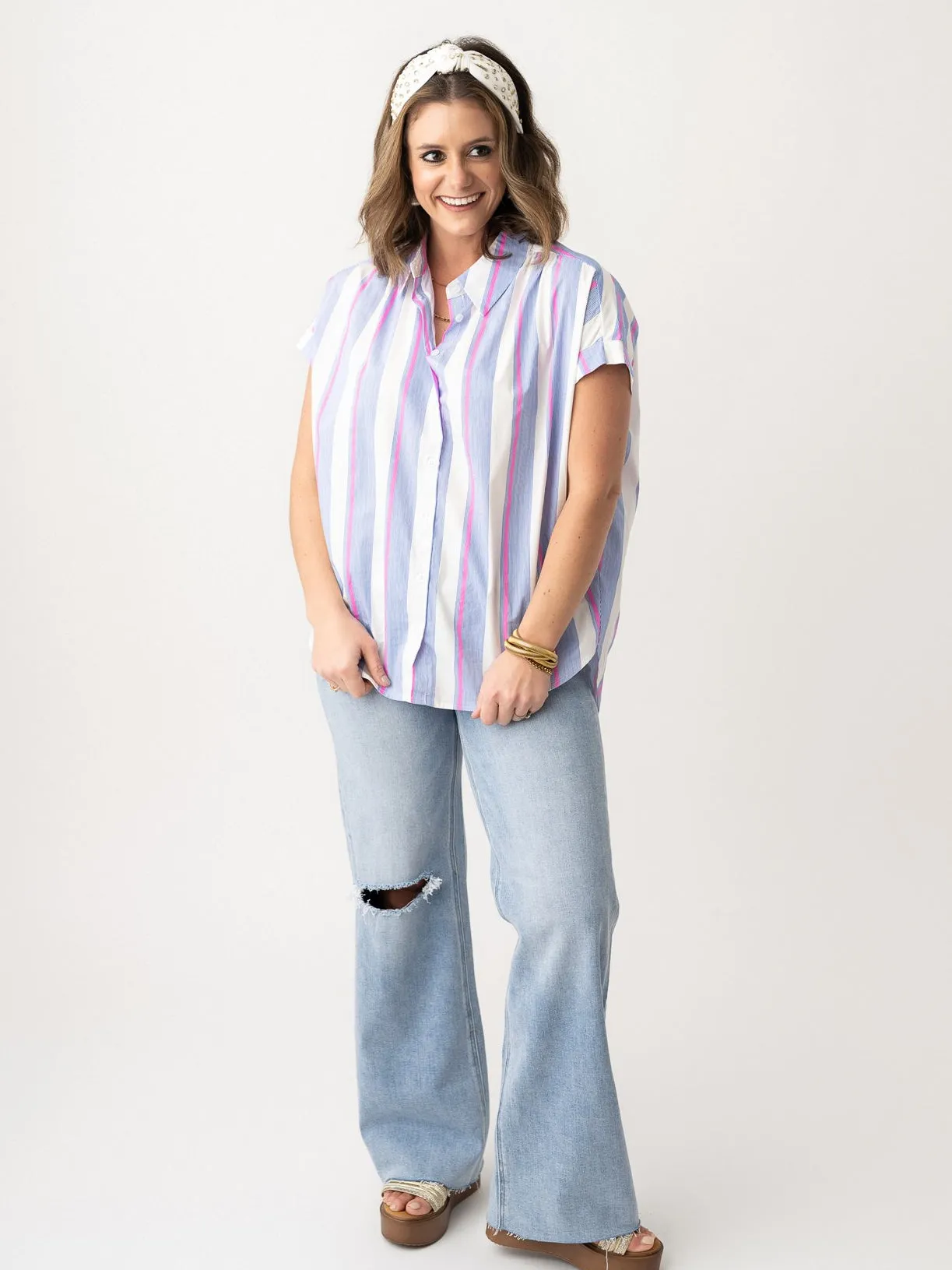 Preppy Vibes Button Front Top