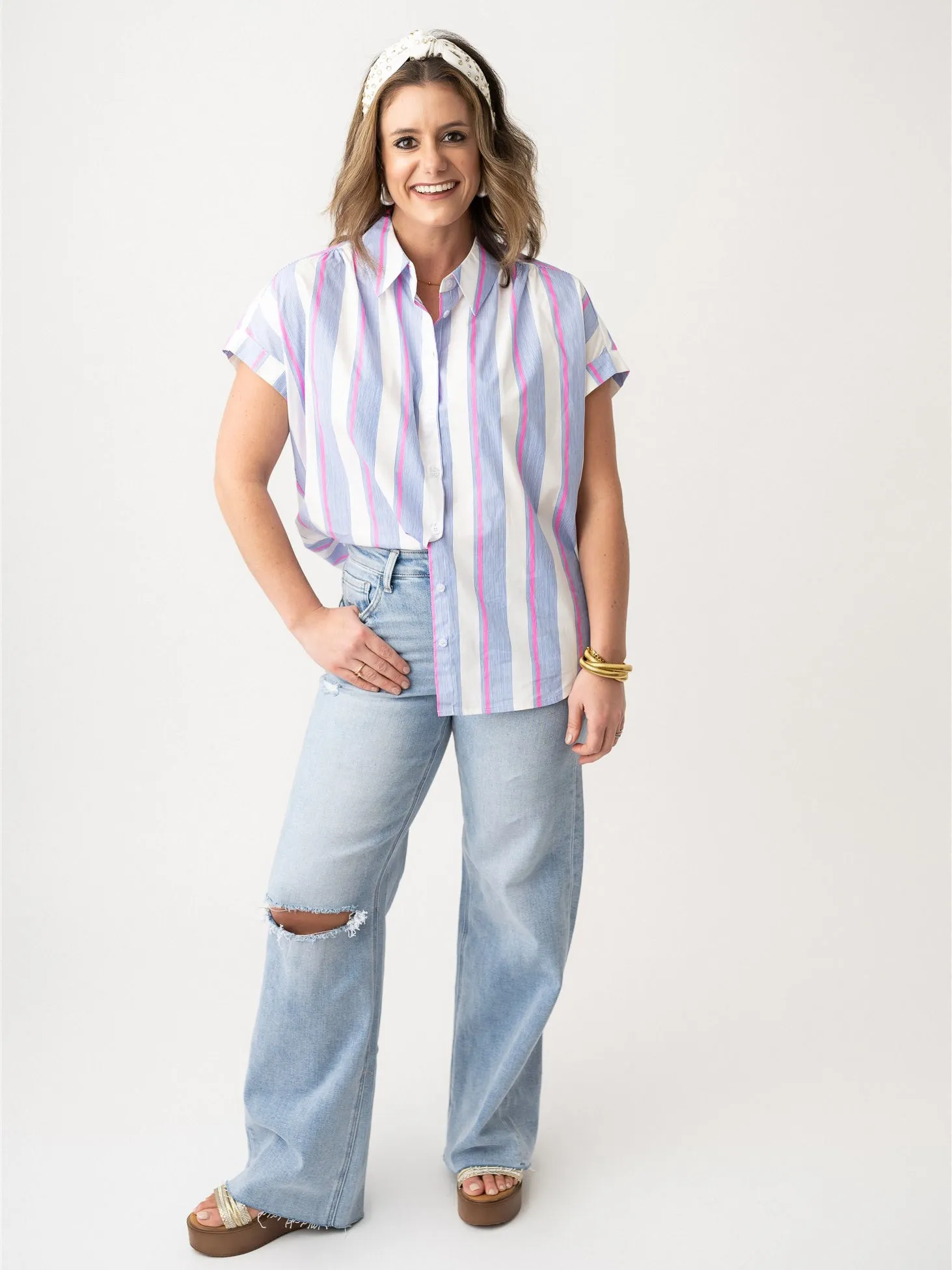 Preppy Vibes Button Front Top