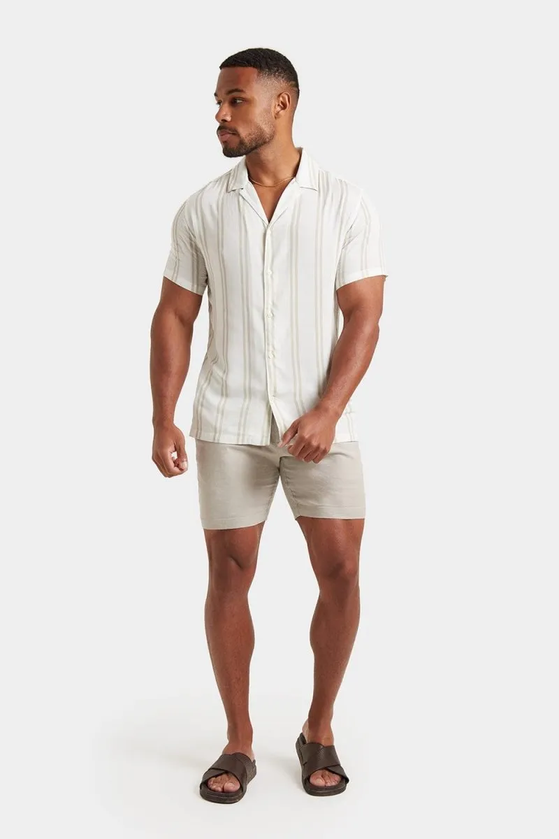 Printed Shirt in Stone Retro Stripe