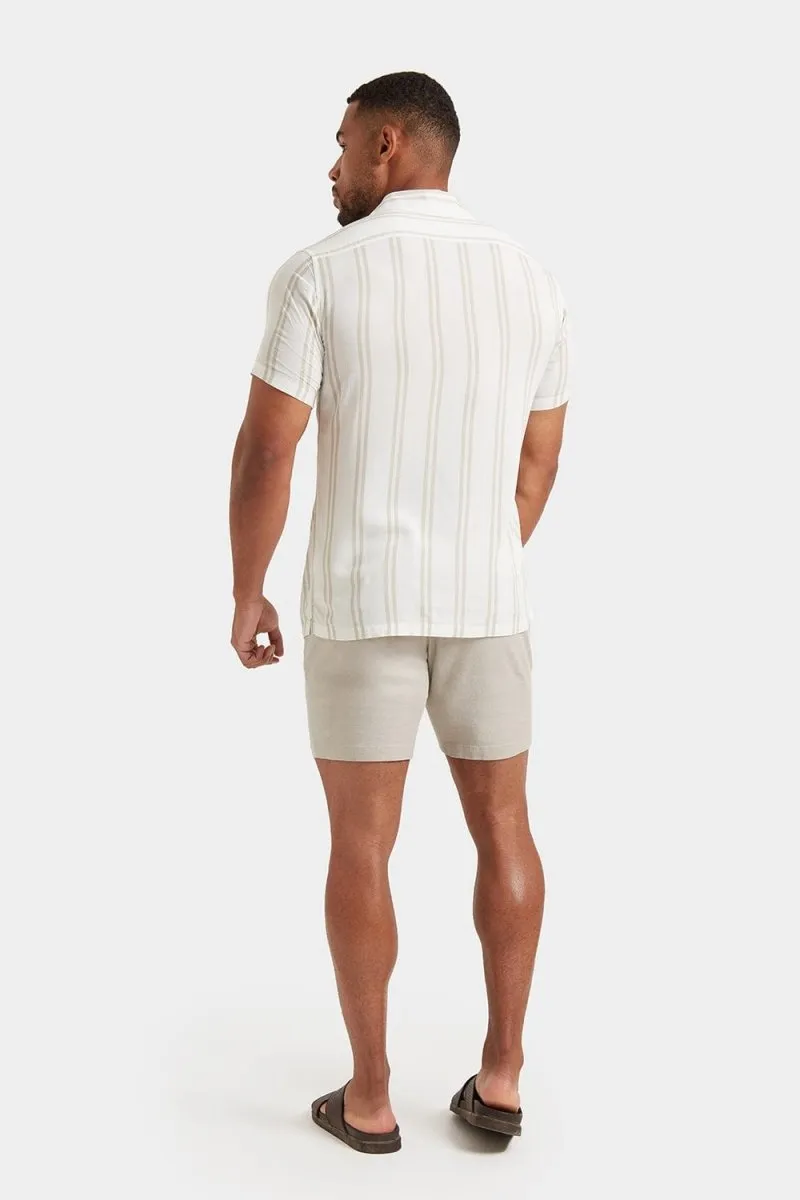 Printed Shirt in Stone Retro Stripe