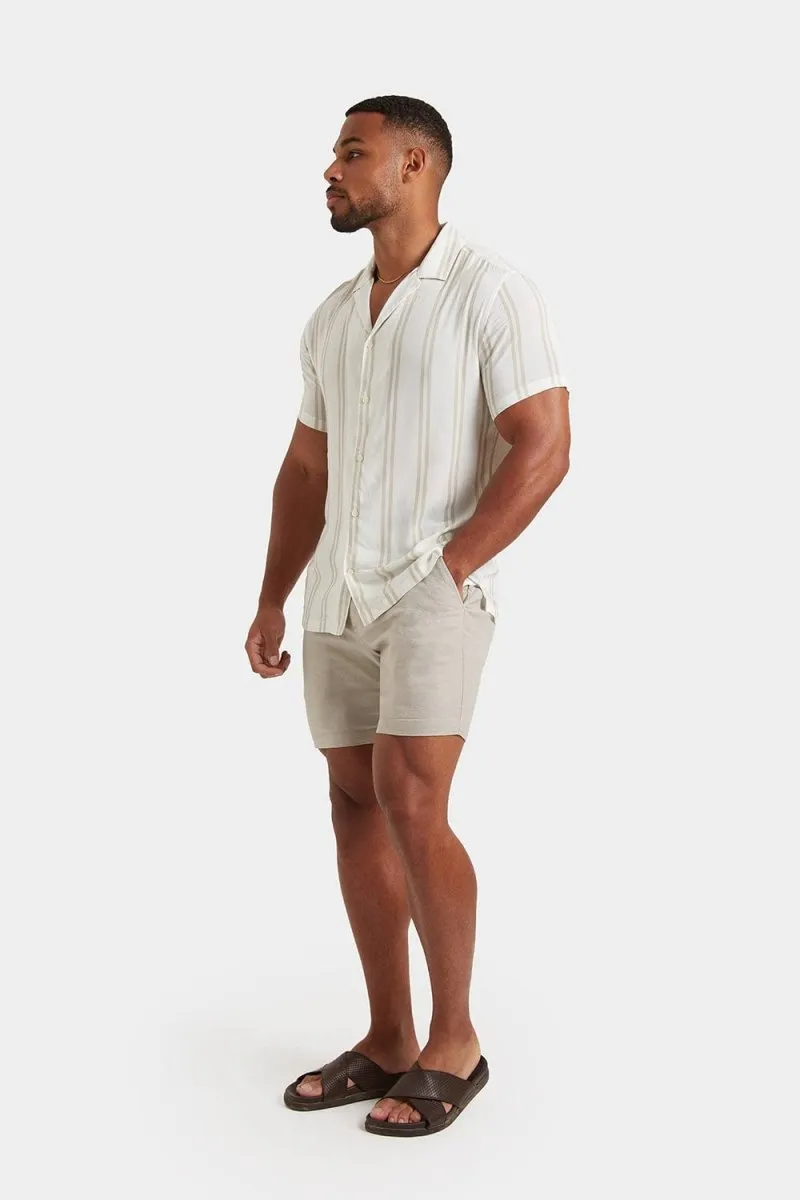 Printed Shirt in Stone Retro Stripe