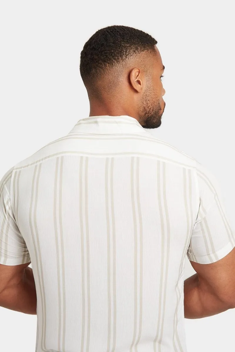 Printed Shirt in Stone Retro Stripe