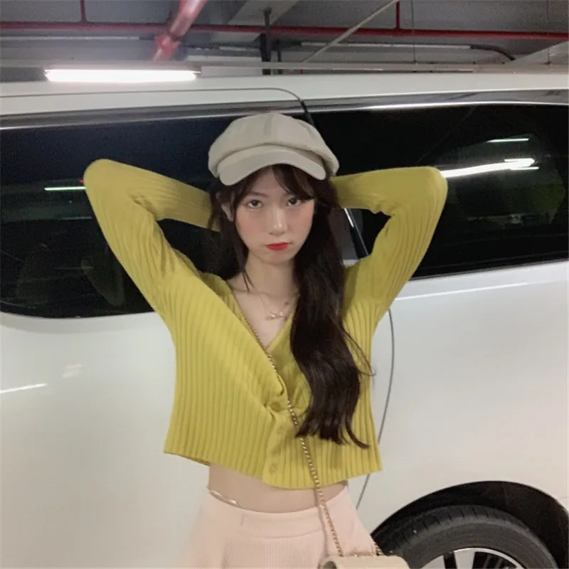 "SIX COLOR KNITTED CROP" CARDIGAN N110510
