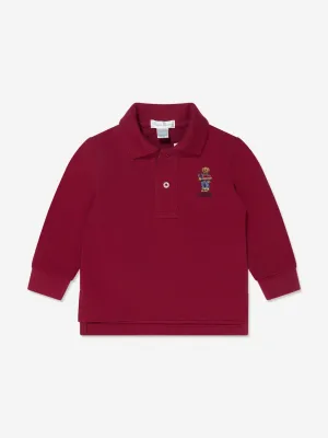 Ralph Lauren Baby Boys Long Sleeve Bear Polo Shirt in Red