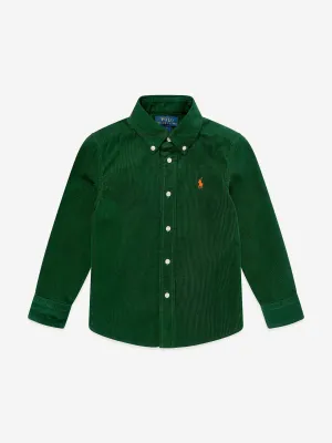 Ralph Lauren Boys Corduroy Logo Shirt in Green