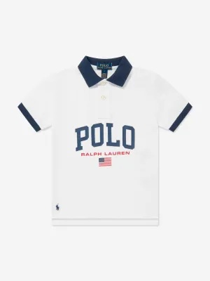 Ralph Lauren Boys Flag Polo Shirt in White