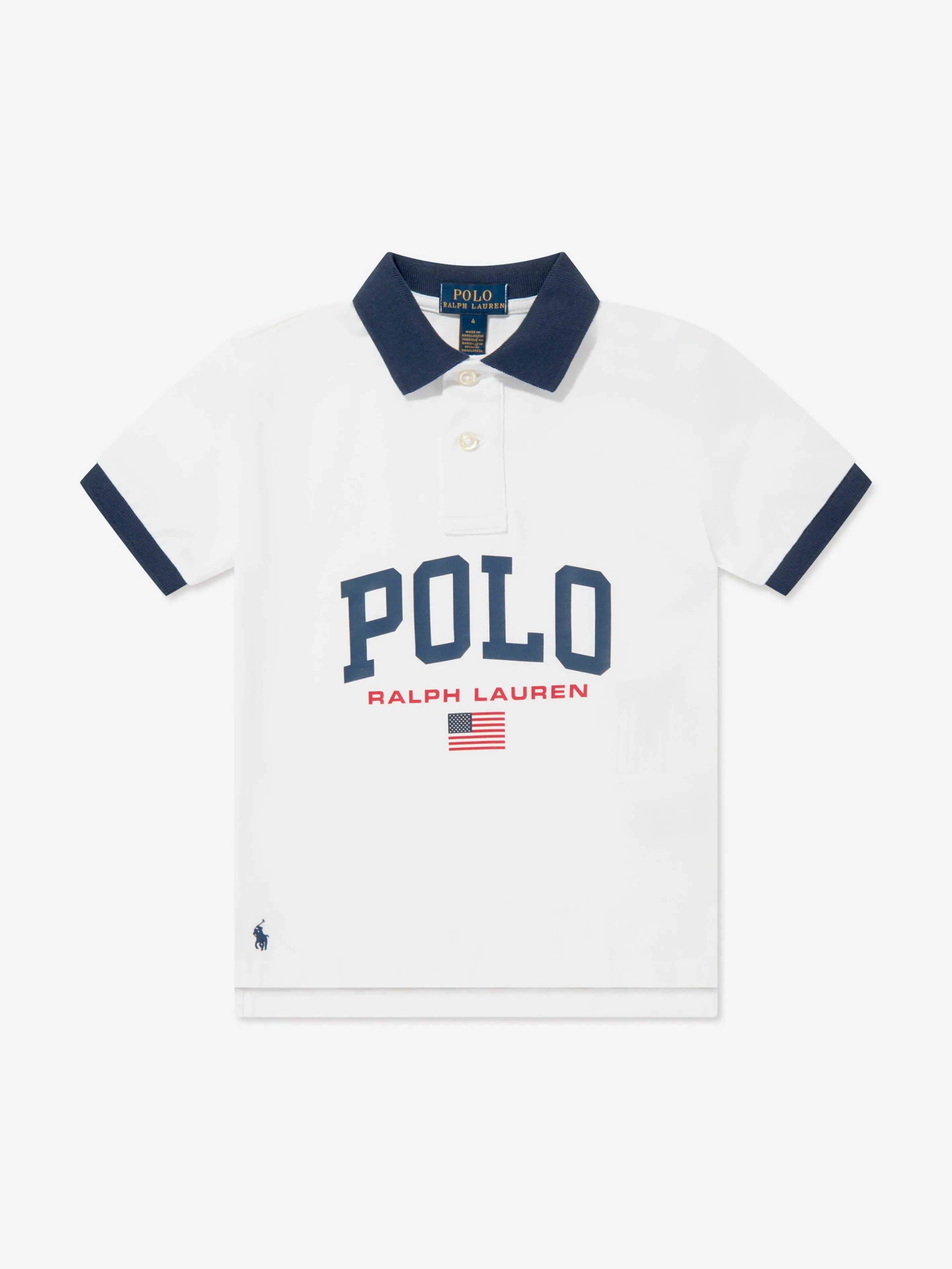 Ralph Lauren Boys Flag Polo Shirt in White