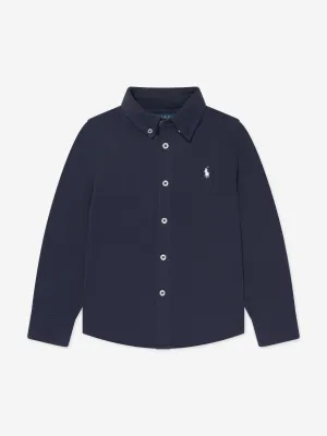 Ralph Lauren Boys Mesh Sport Shirt in Navy