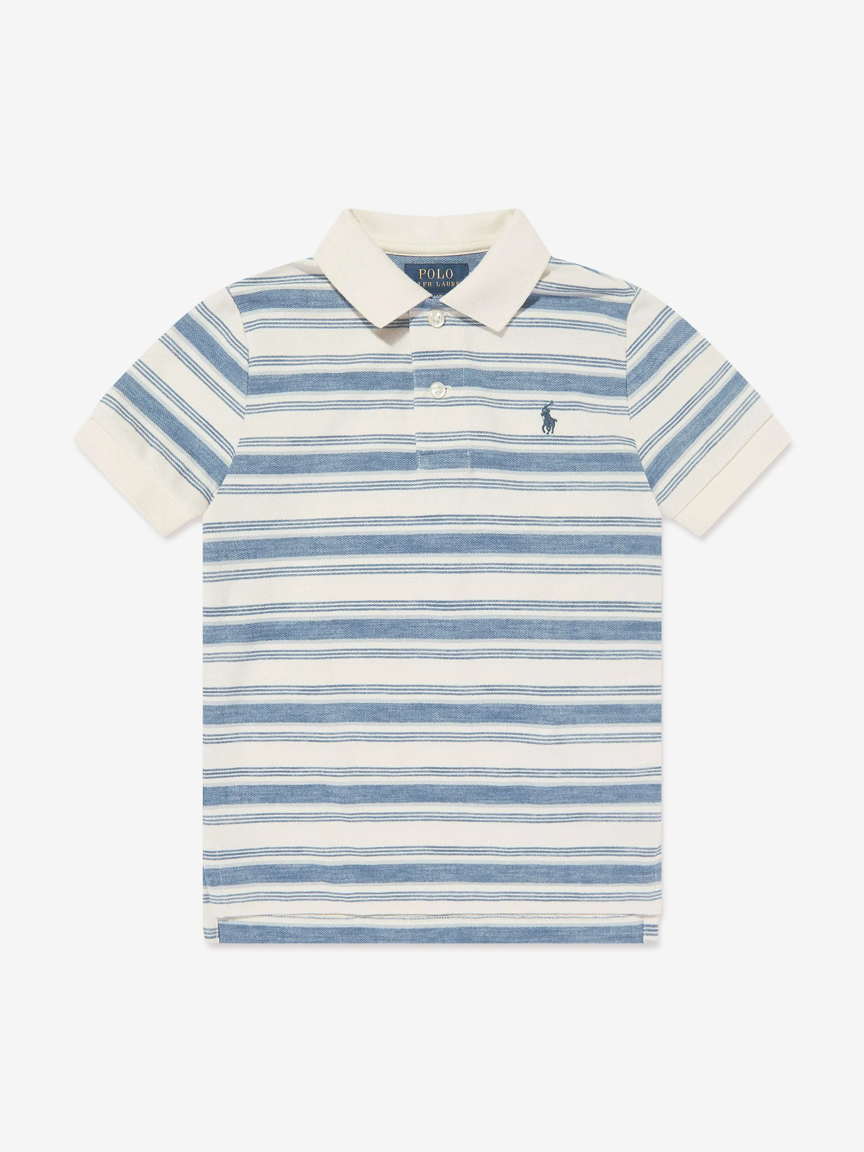 Ralph Lauren Boys Striped Logo Polo Shirt in Blue