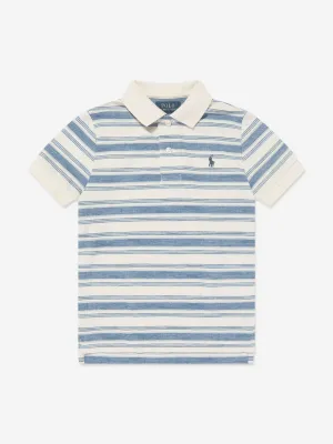Ralph Lauren Boys Striped Logo Polo Shirt in Blue