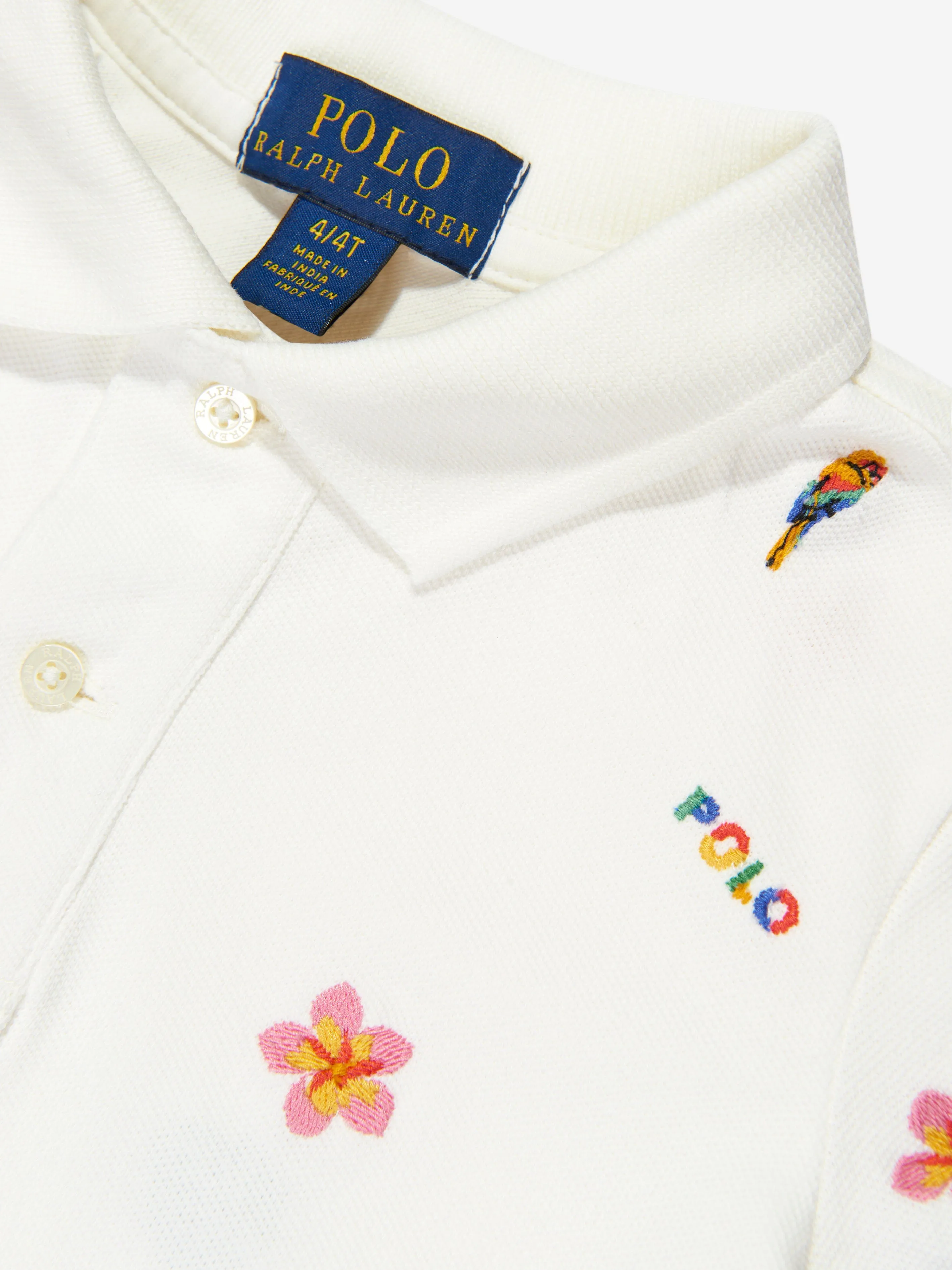 Ralph Lauren Girls Boxy Polo Shirt in Ivory