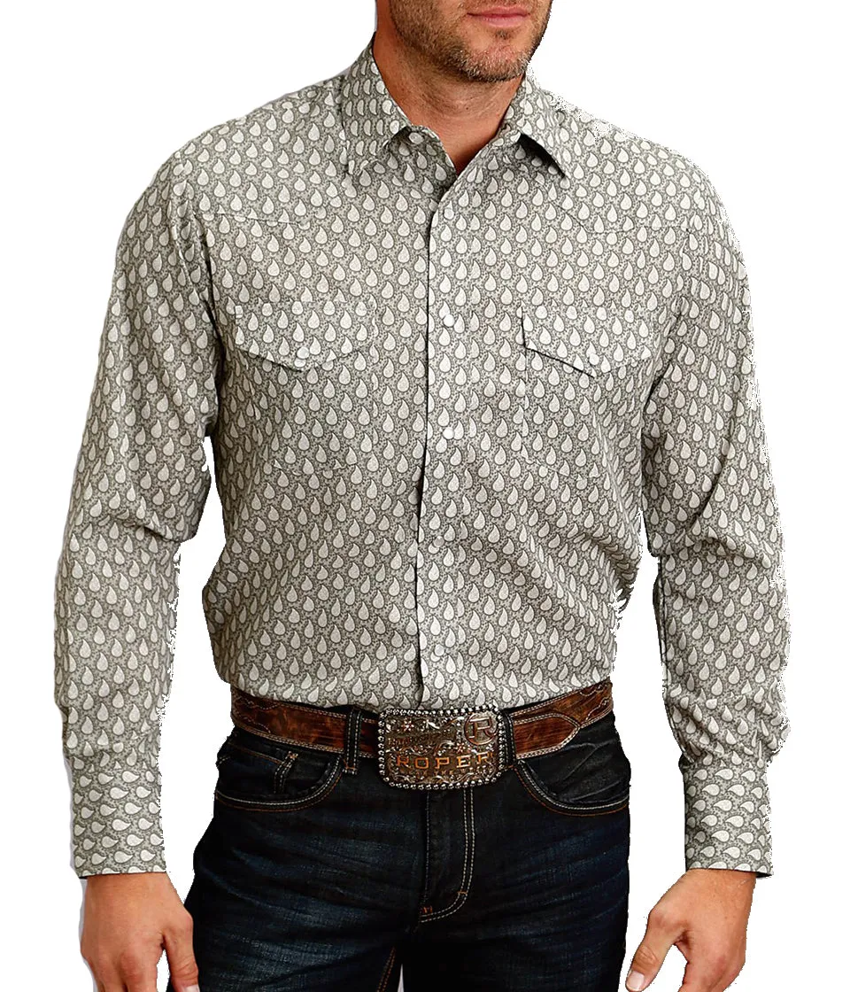 Roper Men's Long Sleeve Grey Button Down Shirt