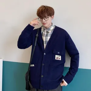 S-5XL Plus Size Men Cardigan Jackets Women Streetwear Vintage Style Winter Sweater Students Korean Fashion Clothing Male XXXXXL