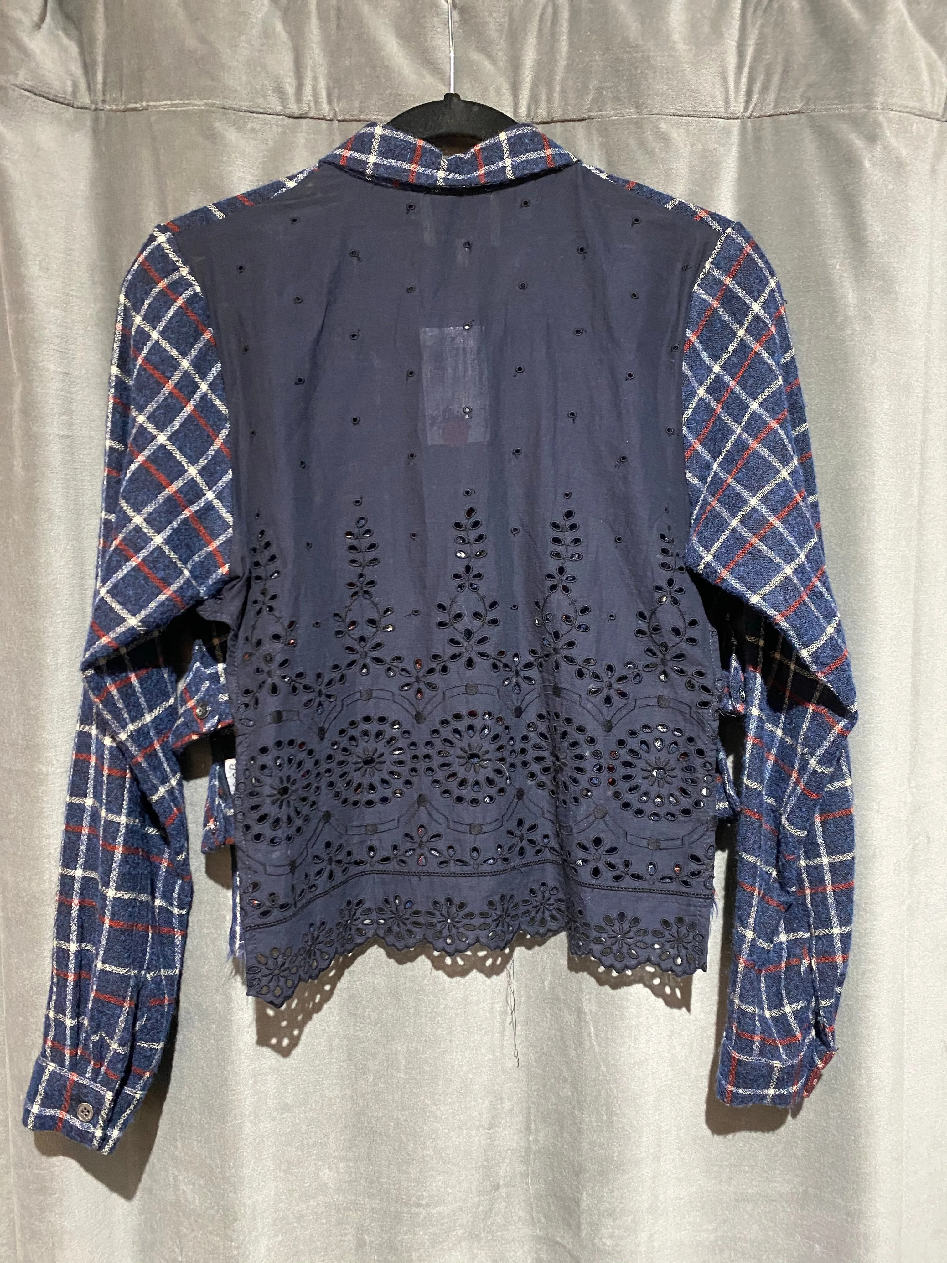 SEA New York Plaid Button Down Cropped Top