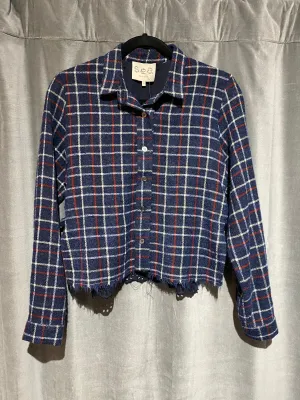 SEA New York Plaid Button Down Cropped Top