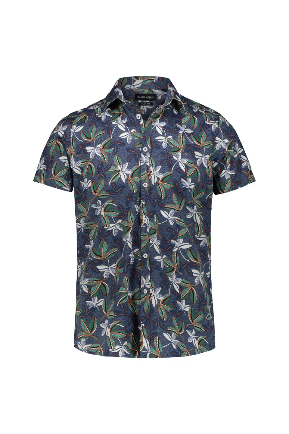 Short Sleeve Floral Print Shirt In Blue