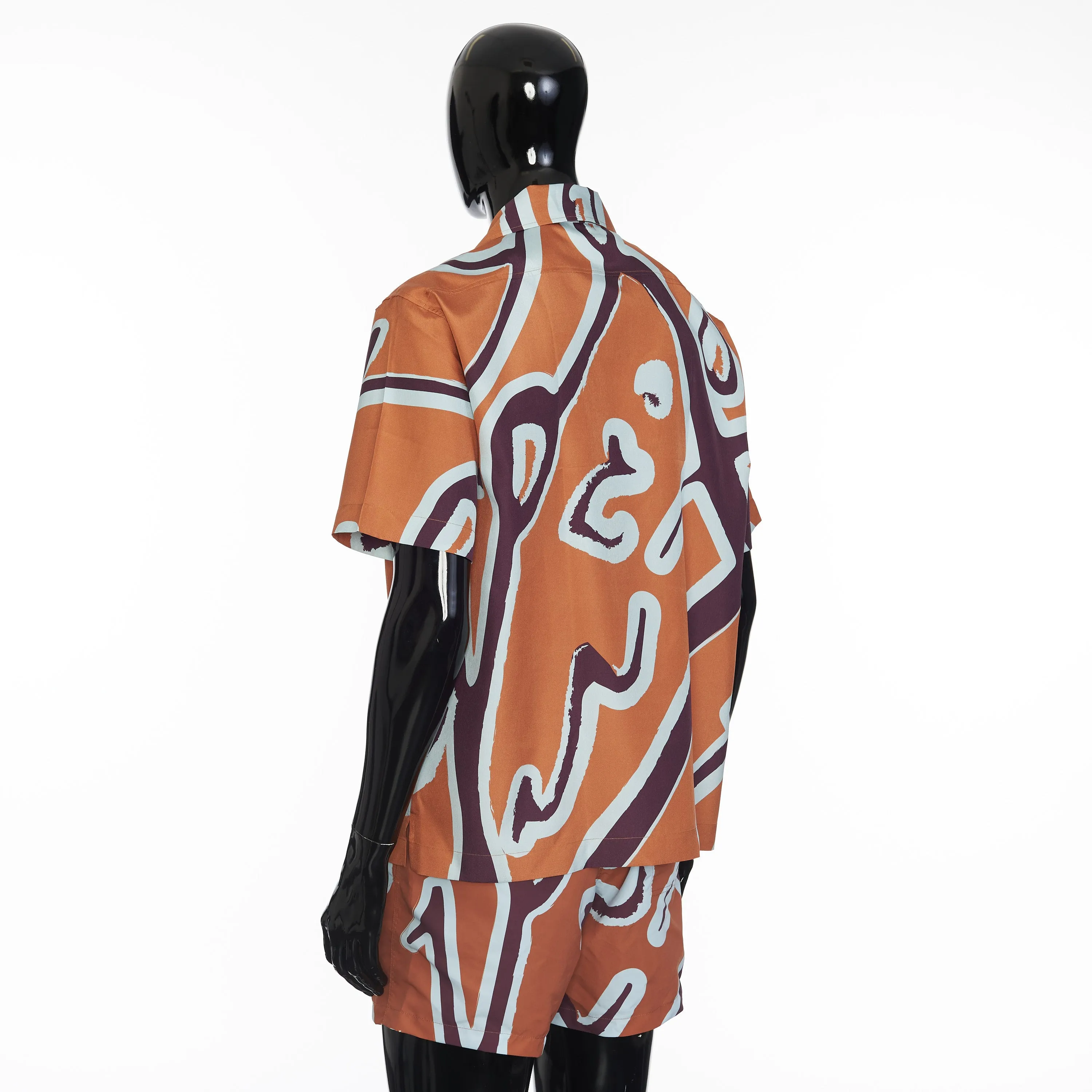 Short Sleeve Shirt With Giant Scritto Multicolour Print In Mulberry Silk