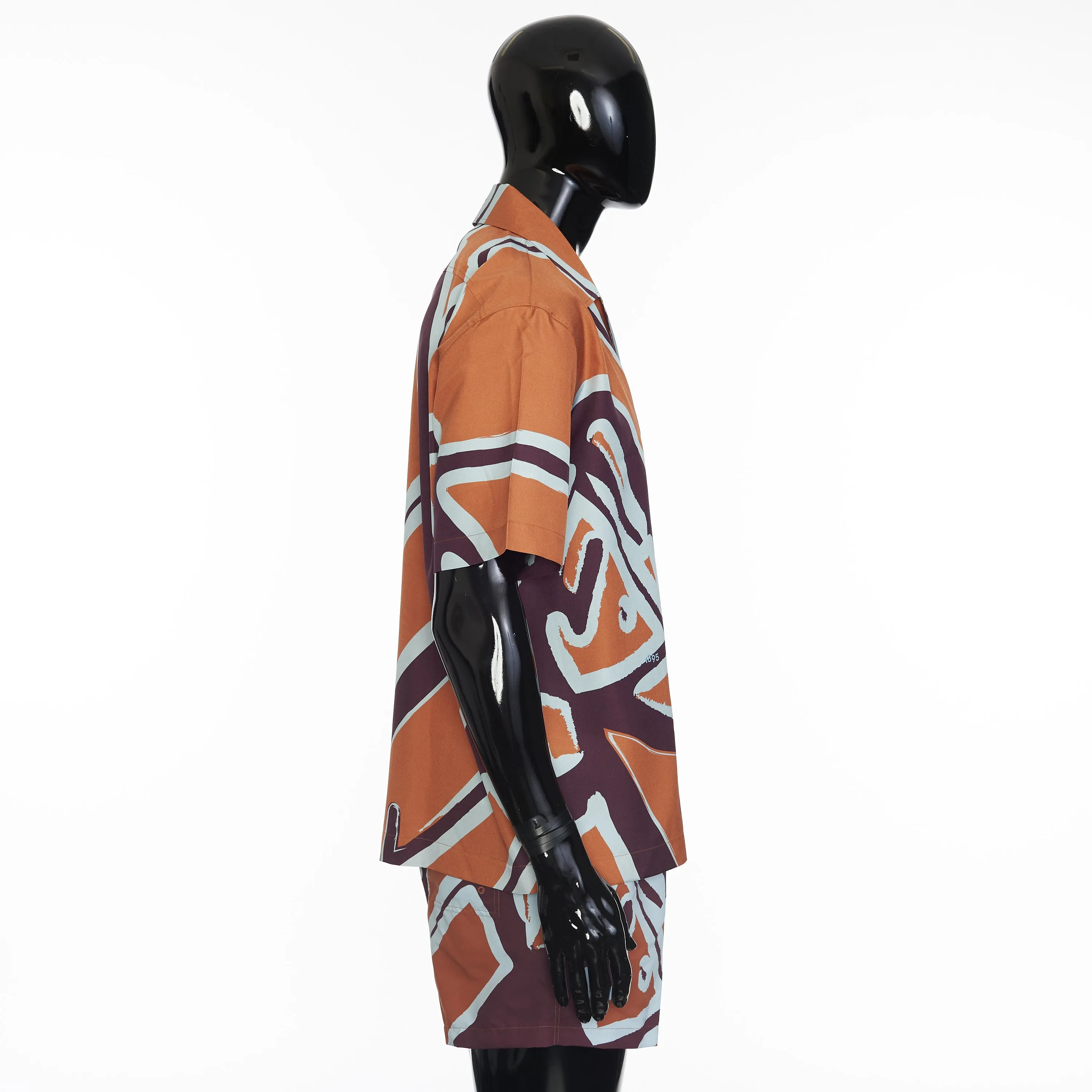 Short Sleeve Shirt With Giant Scritto Multicolour Print In Mulberry Silk