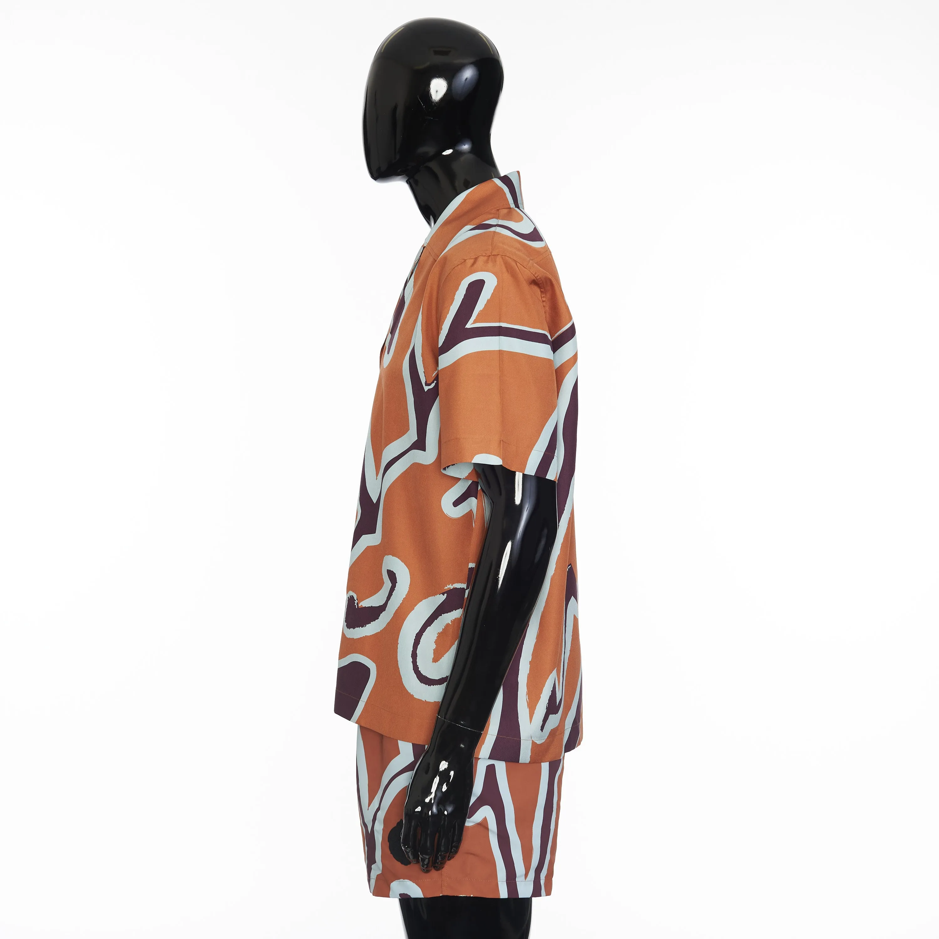 Short Sleeve Shirt With Giant Scritto Multicolour Print In Mulberry Silk