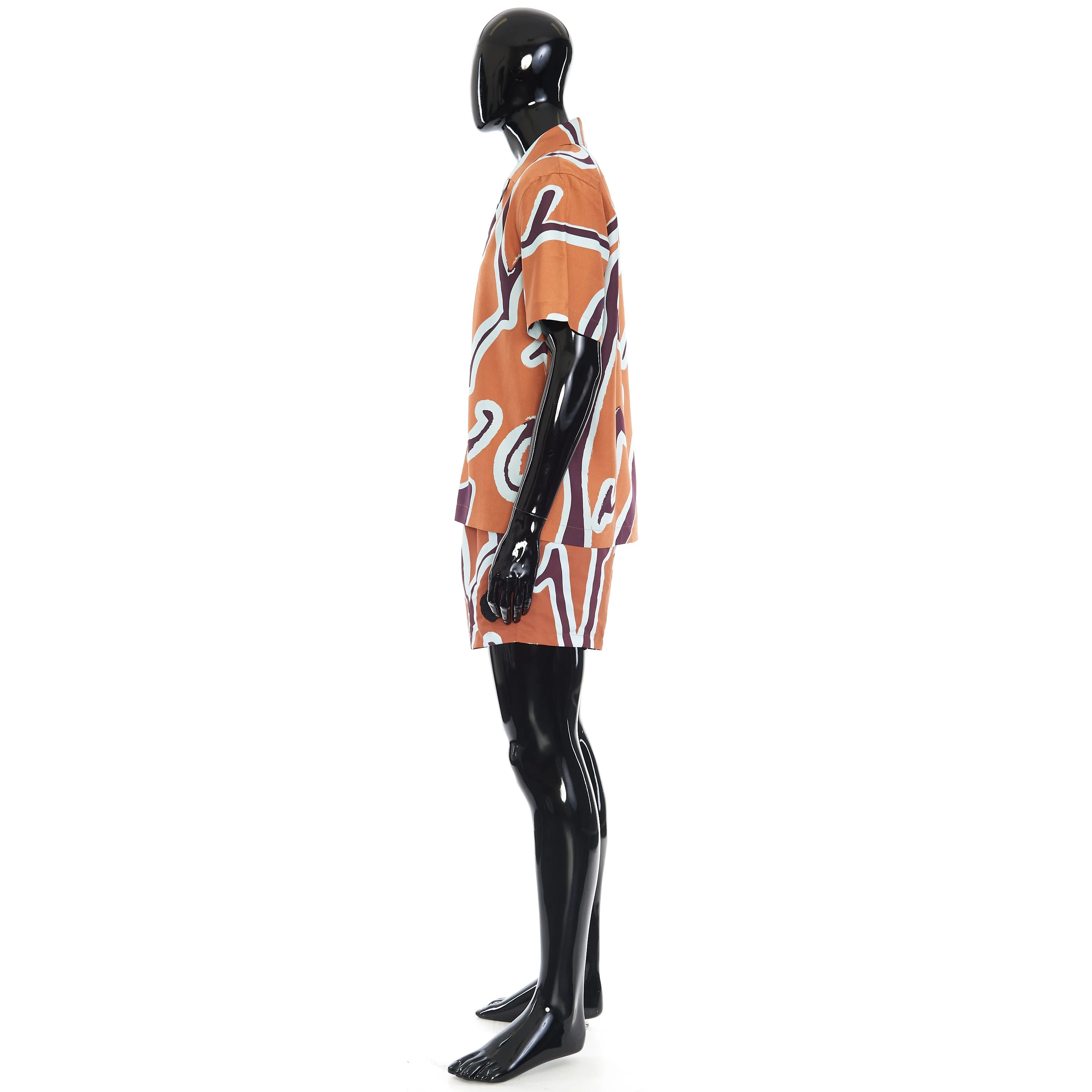 Short Sleeve Shirt With Giant Scritto Multicolour Print In Mulberry Silk