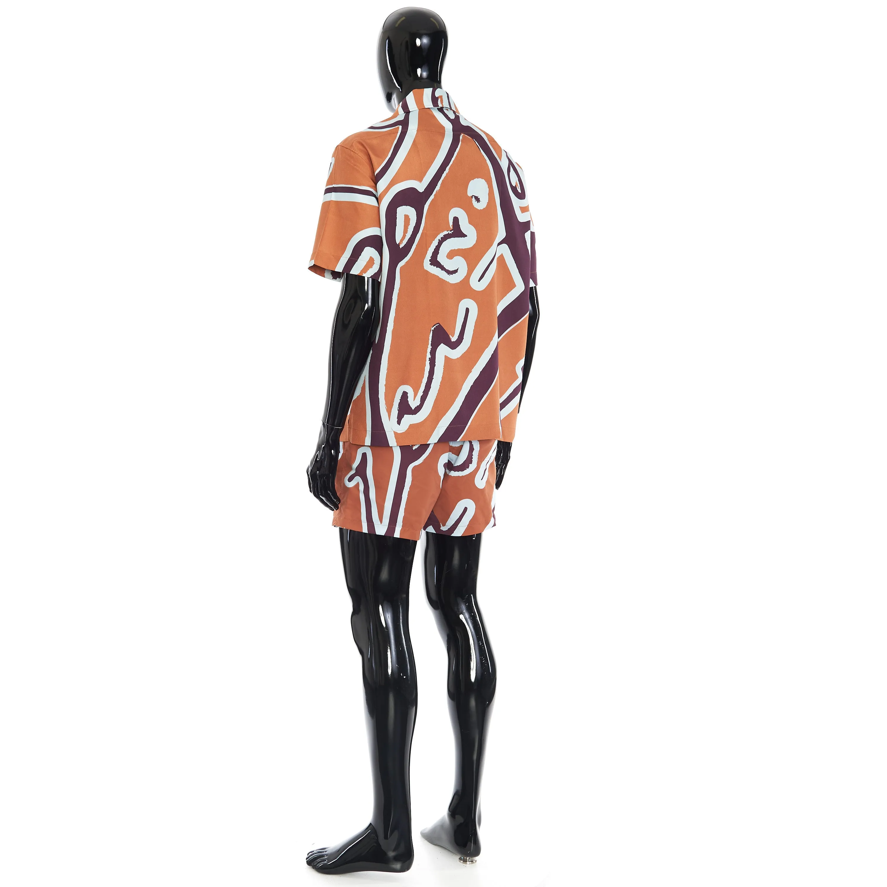 Short Sleeve Shirt With Giant Scritto Multicolour Print In Mulberry Silk