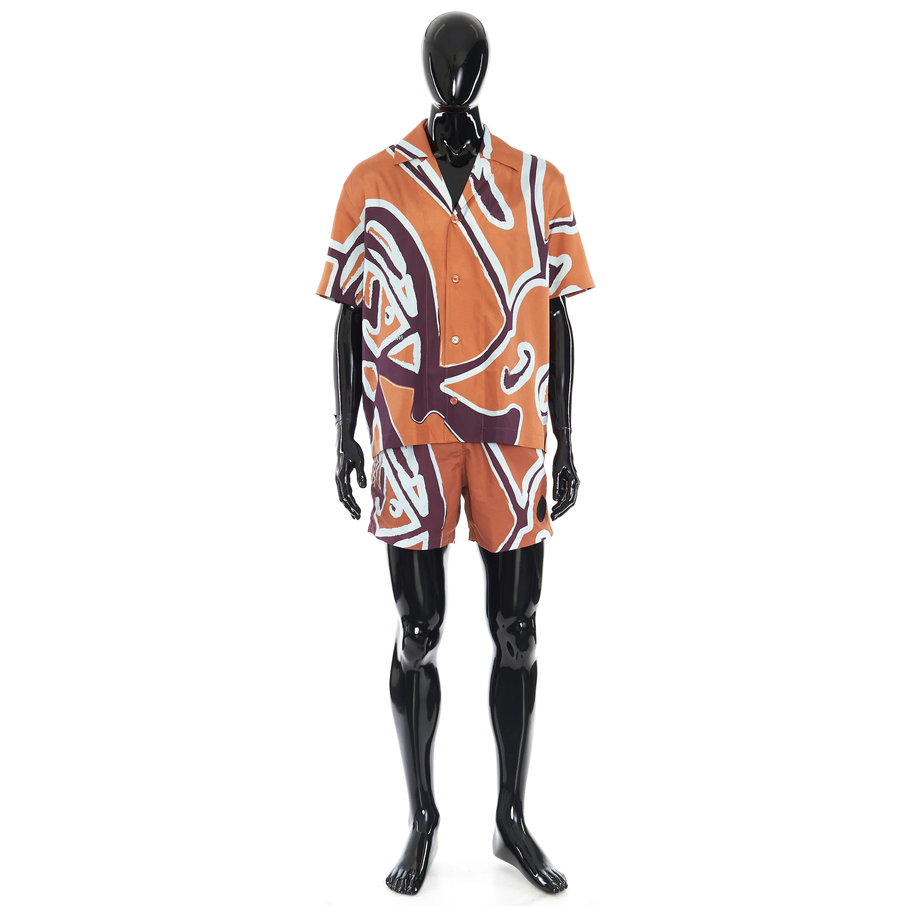 Short Sleeve Shirt With Giant Scritto Multicolour Print In Mulberry Silk
