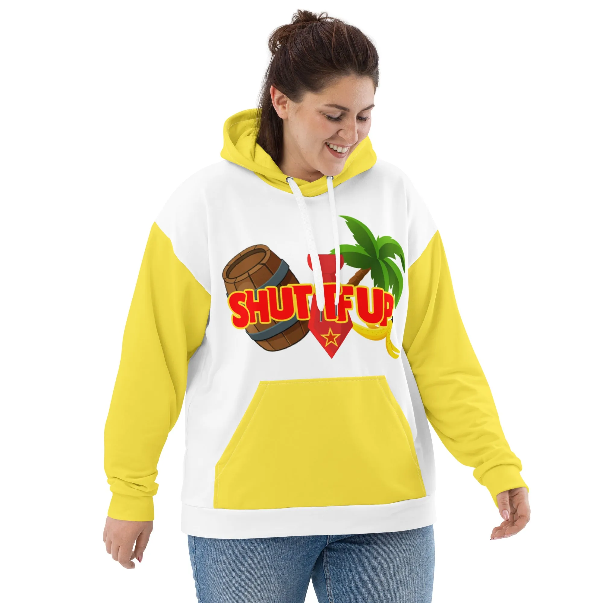 Shut TF Up Unisex Hoodie - White/Yellow