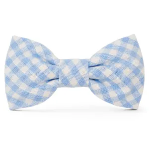 Sky Blue Gingham Dog Bow Tie