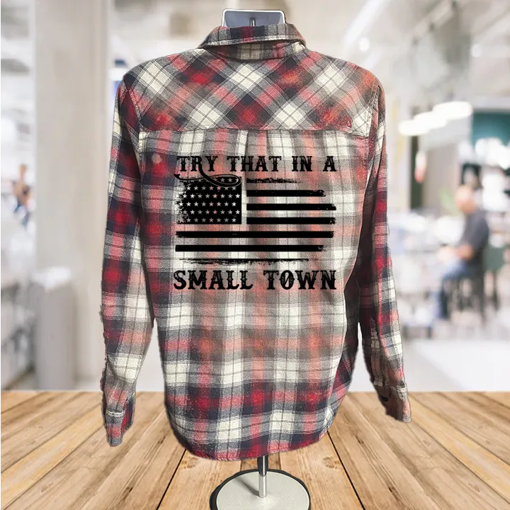 Small Town Flag Button Down Shirt: XL